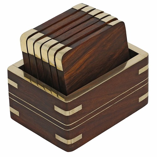 Wooden drink coasters set 6 - set, of