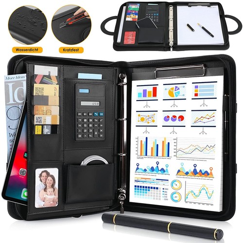 Zipped padfolio leather - zipped, pu