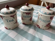 Emma Bridgewater Rose and Bee Tea, Coffee, and Sugar Jars