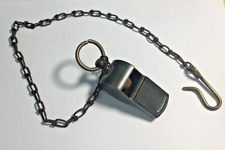 Antique Brass Pea Whistle with Chain - Vintage Maritime Naval Police 1880-1920