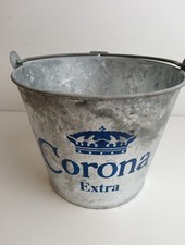 CORONA Galvanised Ice Bucket, Corona Extra Beer. 18cms Tall, 22cm Diameter