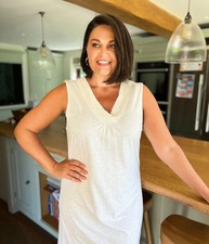 Nightdress Women's Grey Modal Blend Lace Trim Embellished V-Neck Sleeveless