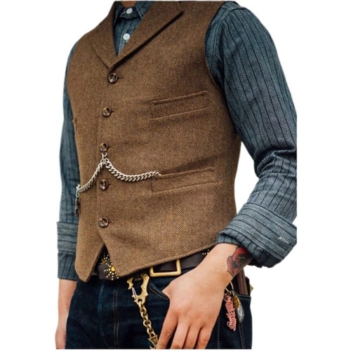 Mens vintage tweed waistcoat - tweed,