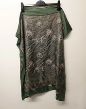 Liberty Of London Women's Silk Twill Green Hera Peacock Tail Feathers Scarf 