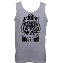 MUAY THAI VEST, Mens MMA UFC Martial Art Training Top Gym TIGER Glove Fighter