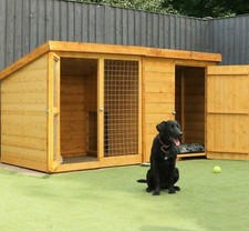 DOG KENNEL RUN WOODEN OUTSIDE GARDEN HOUSE OUTDOOR LARGE 8x4 10x4 12x4 STORAGE