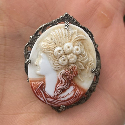 Antique hand carved cameo - antique,