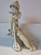 Nao Lladro Wandering Minstrel Clown Lute Porcelain Figurine 1980s VGC No Box