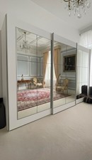 White Modern Full Mirror 3 Sliding Door Wardrobe