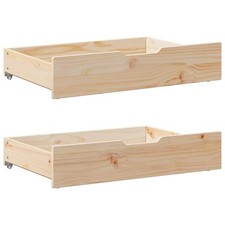 2x Under-Bed Storage Drawers 80x55x17 cm Solid Pine Wood