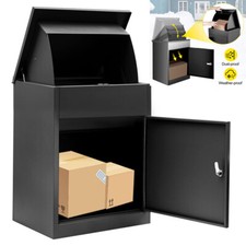Extra Large Black Outdoor Parcel Secure Box Lock Package Delivery Drop Postbox