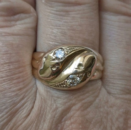 Vintage 9ct gold diamond snake - gold,