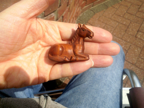 Hand carved wood netsuke a - wood,