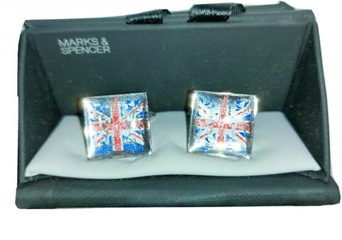 Cufflinks silver blue - cufflinks, square