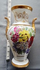 UNBRANDED CONTINENTAL HARD PASTE VASE FLORAL DECORATION BOTH SIDES 12" APPROX