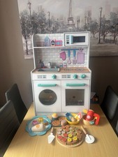 Wooden Play Kitchen for Children with Food Accessories Pretend Play Kitchen