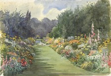 Floral Garden Landscape - Watercolour Painting - Early 20th Century