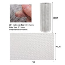 3/6M Stainless Steel Rat Mesh Rodent Proofing Woven Fine Wire Metal Netting Roll