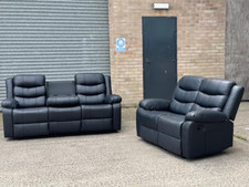 Series 2 Special Offer Black Recliner Sofa 3 2 1 Seater with Cup Holders