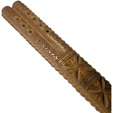 Vintage Hand Craved Wooden Kaval Balkan Style Double Flute (32x5x2cm)