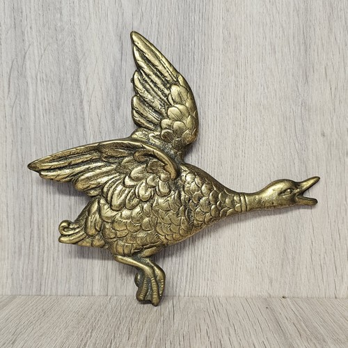 Vintage brass flying duck wall - duck,