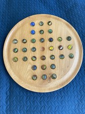 Wooden Solitaire Board Game Hand Made in Wales Wood Turned Quality Vintage 