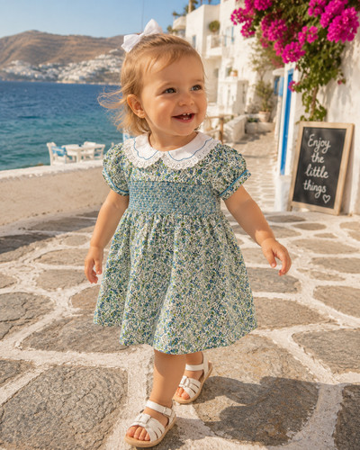 Baby girls smocked ditsy - , print