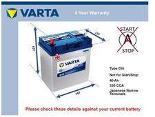 Battery fits TOYOTA PRIUS 1.5 00 to 09 Varta 055 330A 40Ah 4Yr Warranty Quality