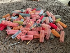Approx 100 VINTAGE PLASTIC ASSORTED  HAIR ROLLERS AND PINS