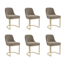 Set of 6 Mink Velvet Dining