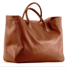 Oversized Tote Bag Genuine Leather Handbag Purse Brown Large Shopper Bag Travel