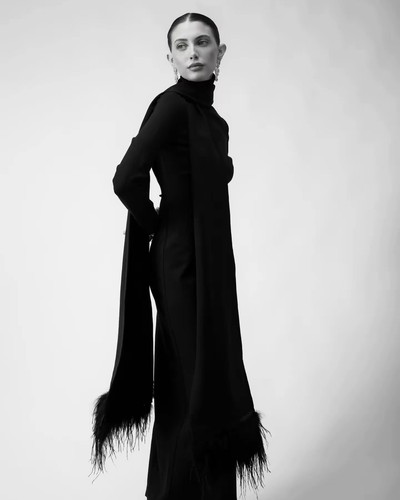 Ostrich feather trim dress - feather,