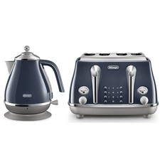 De’Longhi Icona Capitals 1.7L Jug Kettle And 4 Slice Toaster Set London Blue