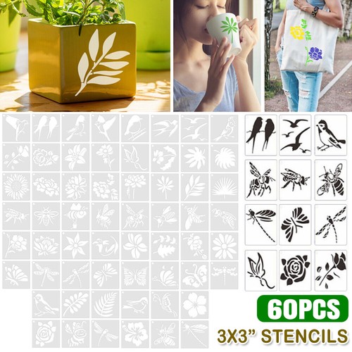 60pcs flower painting - flower, stencil