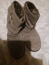 Hotter Pixie Boots Womens Shoes UK Size 6.5 Casual Comfort Grey suede.