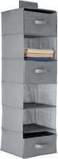 Hanging Closet Shelf With 3 Removable Drawers, 6-Tier, Grey,