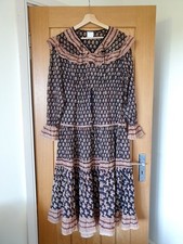 70s vtg style Indian cotton gauze block print  dress boho hippy ethnic Ibiza s m