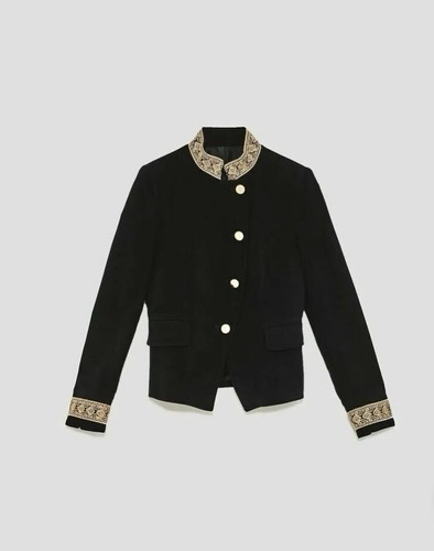 Zara dark blue velvet military - zara,