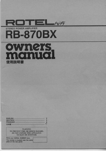 Rotel 870bx amplifier - rotel, rb-870bx