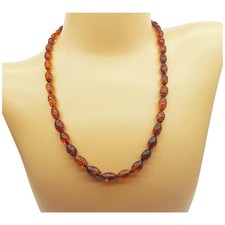 Vintage Genuine Polished Orange Baltic Amber Beaded Necklace