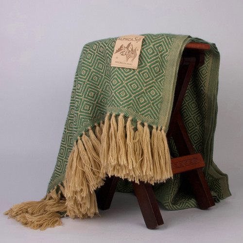 Alpaca wool blanket green - alpaca,