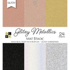 DCWV 6"x6" Glitter Cardstock Stack 24pcs - Glitzy Metallics