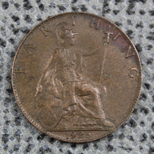 1925 Farthing 1/4 Penny George V Pre WWII Pre Decimal Antique Bronze ø20mm GB UK