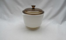 Vintage Pheonix Sunbeam Mixmaster milk glass mixer bowl & brown glass lid