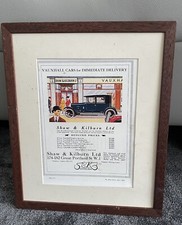 Advertisement Antique Vauxhall 1921 Car Dealership Framed Sign London 42 x 34 Cm