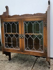 Old Charm Oak Hanging Display Cabinet in Tudor Brown Delivery Possible 