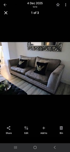 Scs grey chenile seater sofa - chenile, 3