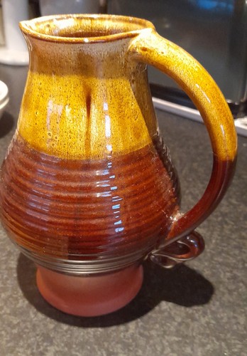 Pottery jug three tone - pottery, half