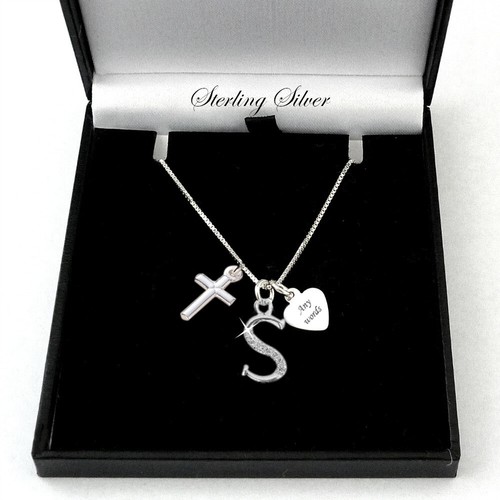 Letter necklace with engraving - with,