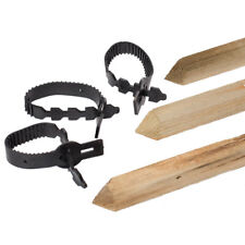 Tree Stake & Tie Set, 3x1.2m Wooden Stakes and Rubber Ties, Secure New Trees